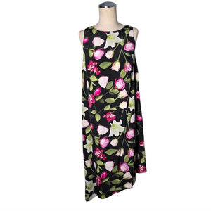Club Monaco Floral Silk Shift Dress Sleeveless Size 4 Lily Print Midi Coastal